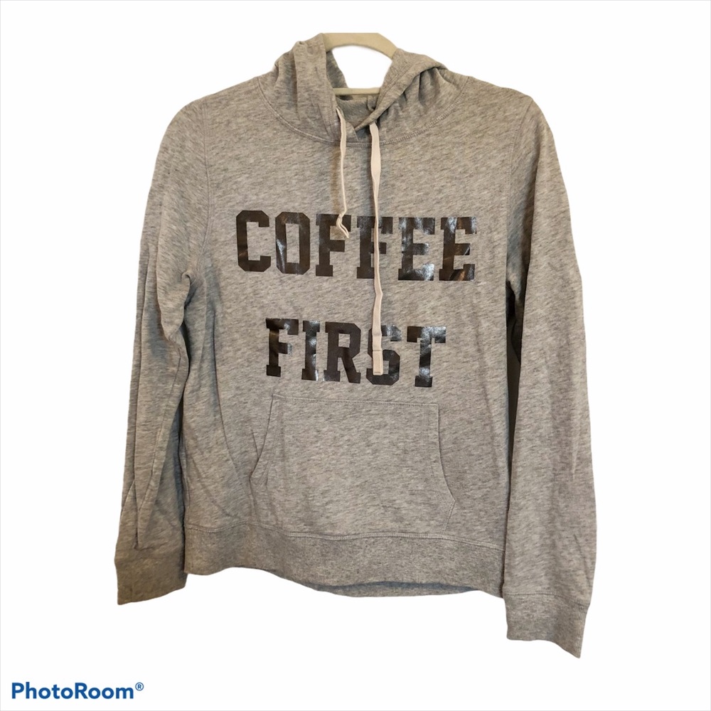 Express Hooded Sweatshirt Coffee First Grey Size S